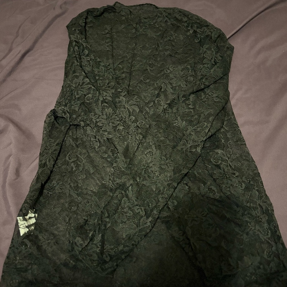 Dark see through Lace Long Sleeve Top